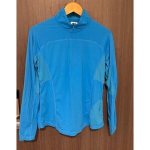 Footjoy Top Women's M Blue Pockets Mock Neck Half Zip Bear Trap Dunes Activewear